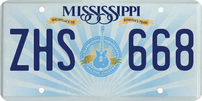 MS license plate ZHS668