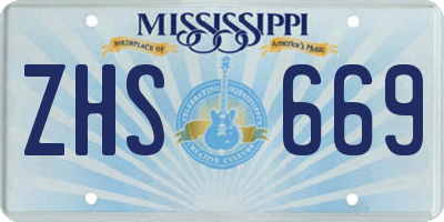 MS license plate ZHS669