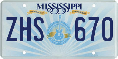 MS license plate ZHS670
