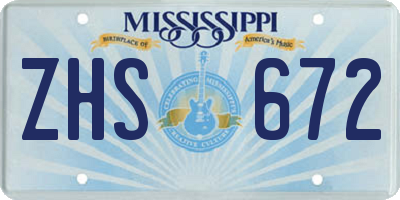 MS license plate ZHS672