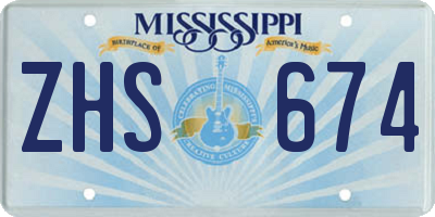 MS license plate ZHS674