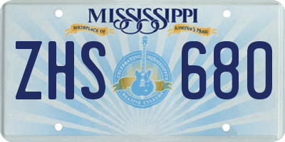MS license plate ZHS680