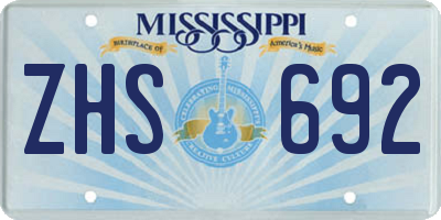MS license plate ZHS692
