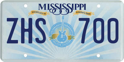 MS license plate ZHS700