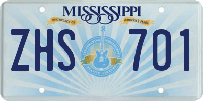 MS license plate ZHS701