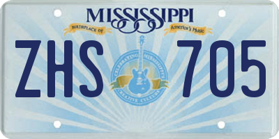 MS license plate ZHS705