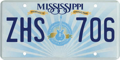 MS license plate ZHS706