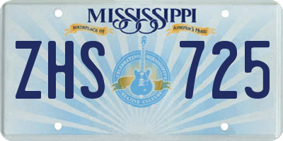 MS license plate ZHS725