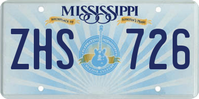 MS license plate ZHS726