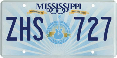 MS license plate ZHS727