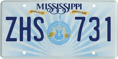 MS license plate ZHS731