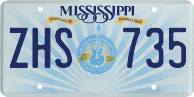 MS license plate ZHS735