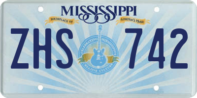 MS license plate ZHS742