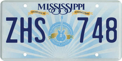 MS license plate ZHS748