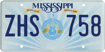 MS license plate ZHS758