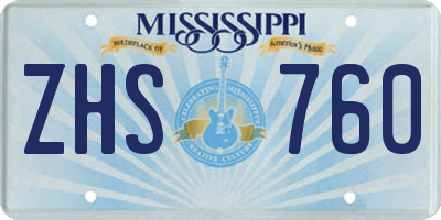MS license plate ZHS760