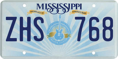 MS license plate ZHS768