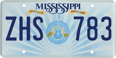 MS license plate ZHS783