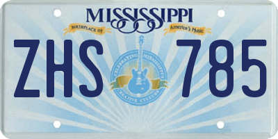 MS license plate ZHS785