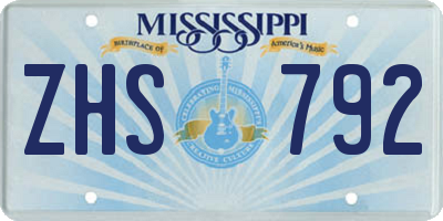 MS license plate ZHS792
