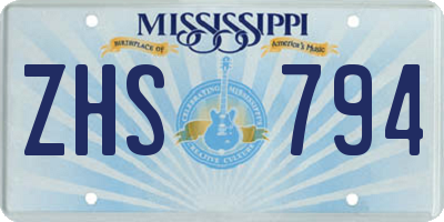 MS license plate ZHS794