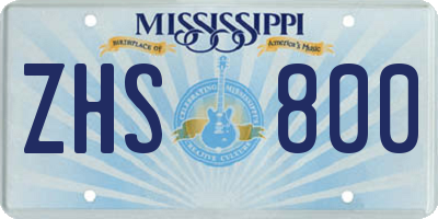 MS license plate ZHS800