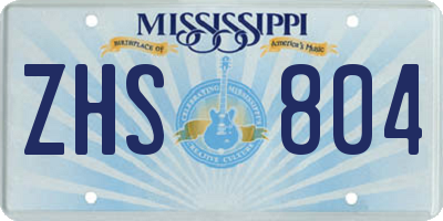 MS license plate ZHS804