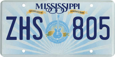 MS license plate ZHS805