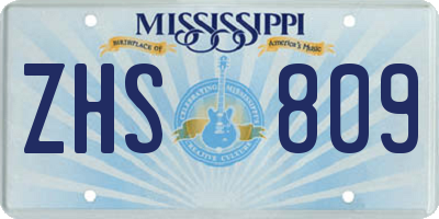 MS license plate ZHS809
