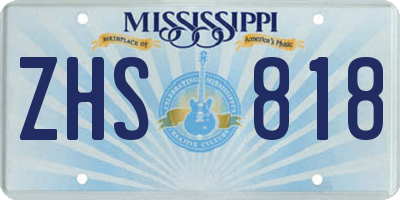 MS license plate ZHS818