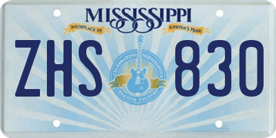 MS license plate ZHS830