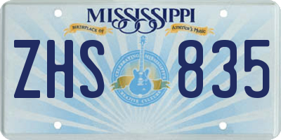 MS license plate ZHS835