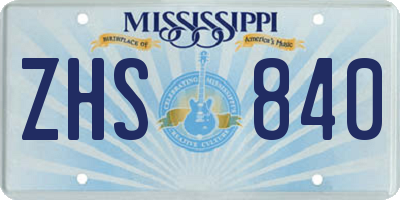MS license plate ZHS840