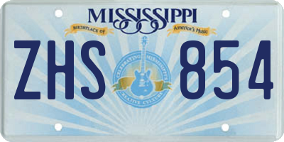 MS license plate ZHS854