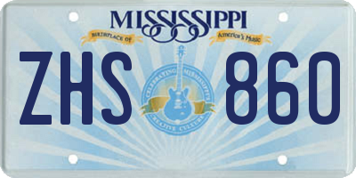MS license plate ZHS860