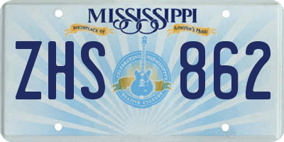 MS license plate ZHS862