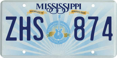 MS license plate ZHS874