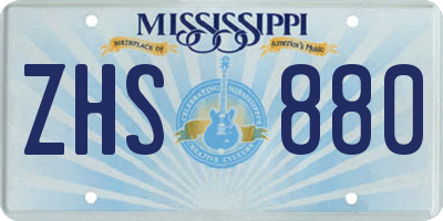 MS license plate ZHS880