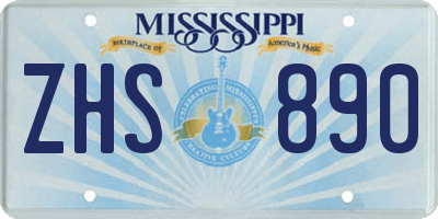 MS license plate ZHS890