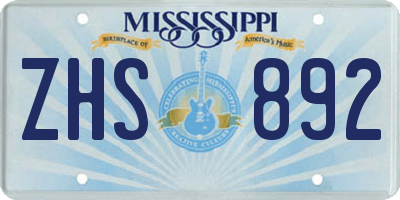 MS license plate ZHS892