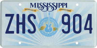 MS license plate ZHS904