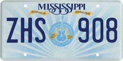 MS license plate ZHS908