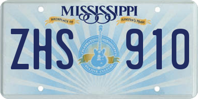MS license plate ZHS910