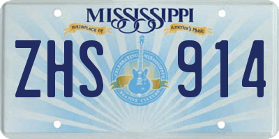 MS license plate ZHS914