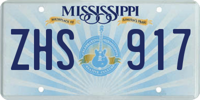 MS license plate ZHS917