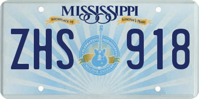 MS license plate ZHS918
