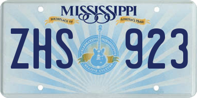 MS license plate ZHS923