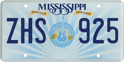 MS license plate ZHS925