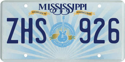 MS license plate ZHS926