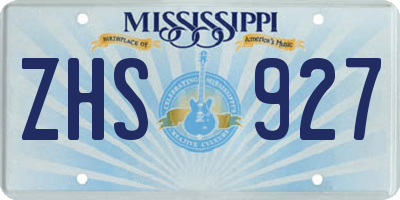 MS license plate ZHS927